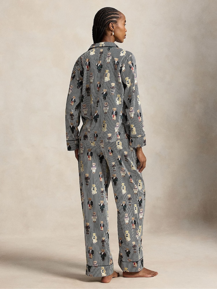Polo Ralph Lauren Black Bear Cotton Long Sleeve Pyjamas Set - Image 2 of 4 Polo Ralph Lauren Black Bear Cotton Long Sleeve Pyjamas Set - Image 2 of 4