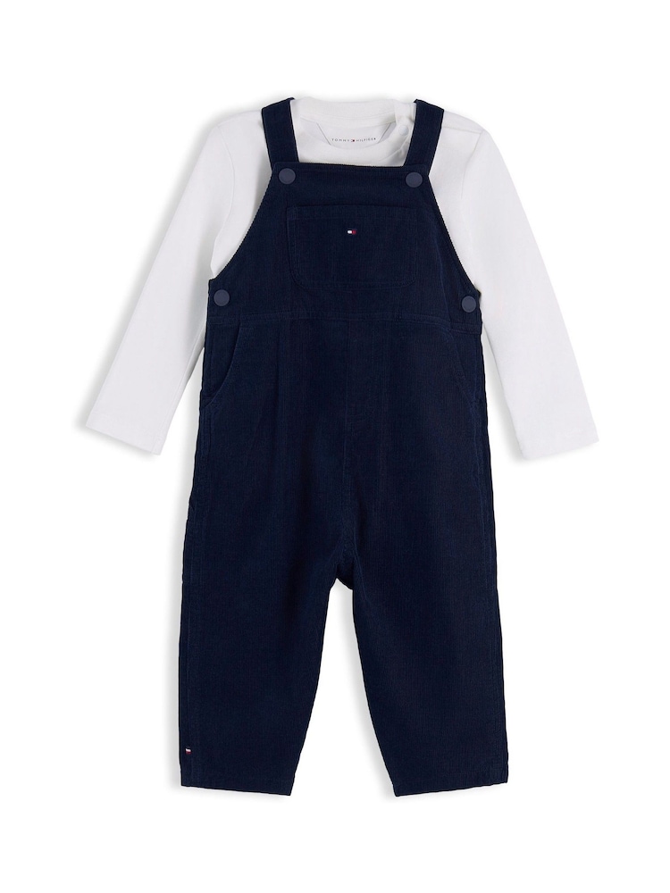 Tommy Hilfiger Blue Relaxed Corduroy Dungarees Set - Image 1 of 3 Tommy Hilfiger Blue Relaxed Corduroy Dungarees Set - Image 1 of 3
