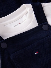 Tommy Hilfiger Blue Relaxed Corduroy Dungarees Set - Image 3 of 3