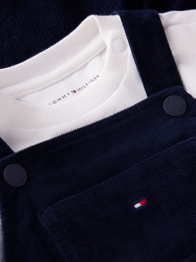 Tommy Hilfiger Blue Relaxed Corduroy Dungarees Set - Image 3 of 3 Tommy Hilfiger Blue Relaxed Corduroy Dungarees Set - Image 3 of 3