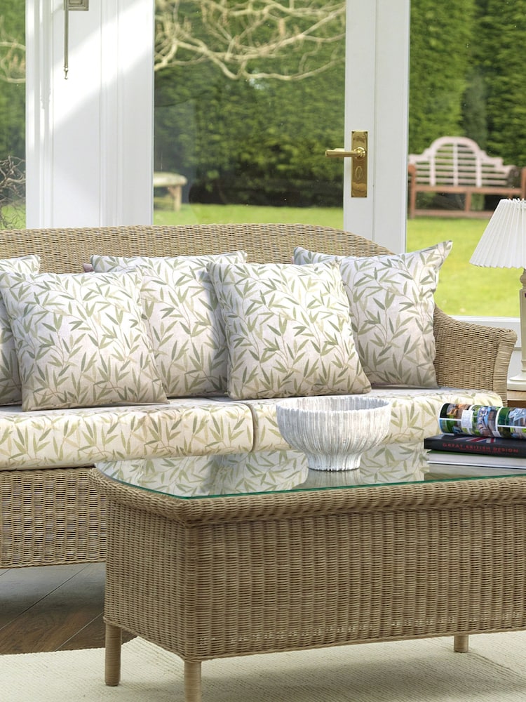 Laura Ashley Green Garden Bewley Indoor Rattan Lounging Sofa Set with Seat Cushions - Image 1 of 4