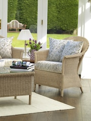 Laura Ashley Green Garden Bewley Indoor Rattan Lounging Sofa Set with Seat Cushions - Image 2 of 4