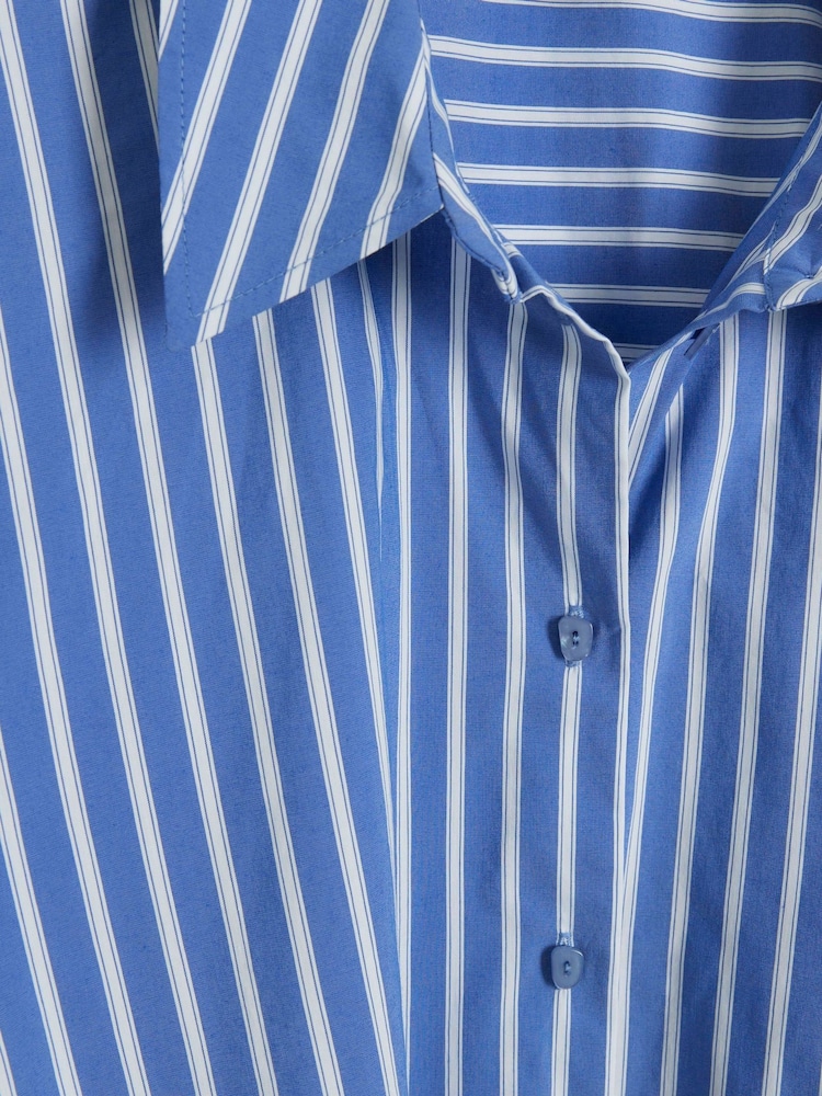 River Island Blue Stripe Wide Cuff  Shirt - Image 4 of 4