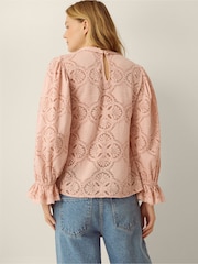 Monsoon Pink Imogen Lace Blouson Blouse - Image 2 of 5