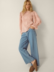 Monsoon Pink Imogen Lace Blouson Blouse - Image 3 of 5