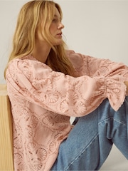 Monsoon Pink Imogen Lace Blouson Blouse - Image 4 of 5