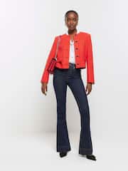 River Island Blue High Rise Flare Jeans - Image 3 of 5