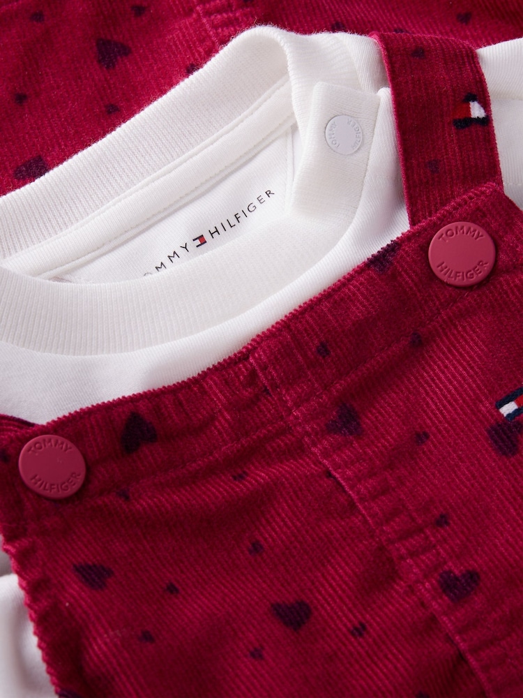 Tommy Hilfiger Red Relaxed Heart Dungarees Dress Set - Image 3 of 3 Tommy Hilfiger Red Relaxed Heart Dungarees Dress Set - Image 3 of 3