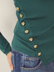 Monsoon Blue Renee Button Ruched Jumper - Image 3 of 4