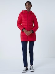 Roman Red Longline Padded Coat with Hood - Image 2 of 5