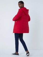 Roman Red Longline Padded Coat with Hood - Image 3 of 5