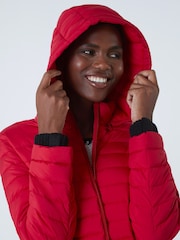 Roman Red Longline Padded Coat with Hood - Image 4 of 5