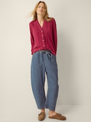 Monsoon Red Jenny Pintuck Lace Jersey Blouse - Image 3 of 5