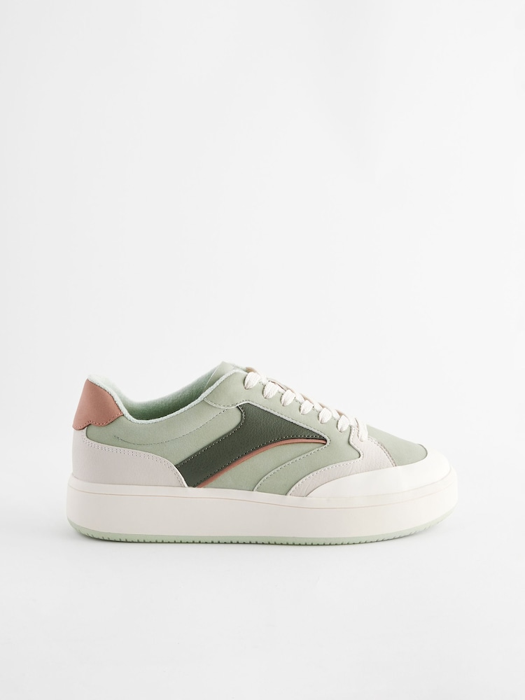 Green Forever Comfort® Panelled Retro Lace Up Trainers - Image 2 of 5