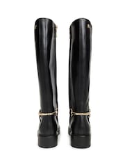 Tommy Hilfiger Black Gold-Tone Hardware Leather Riding Boots - Image 4 of 6