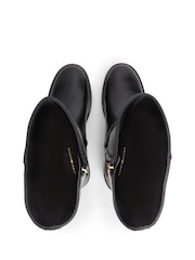 Tommy Hilfiger Black Gold-Tone Hardware Leather Riding Boots - Image 5 of 6
