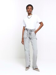 River Island Grey Relaxed Pocket Detail Jeans - Image 1 of 4