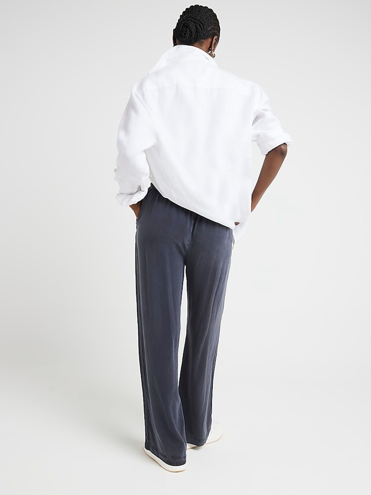 River Island Blue Wide Leg Lyocell Trousers - Image 2 of 6 River Island Blue Wide Leg Lyocell Trousers - Image 2 of 6