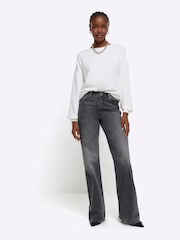 River Island Black High Rise Relaxed Straight Jeans - Image 1 of 5