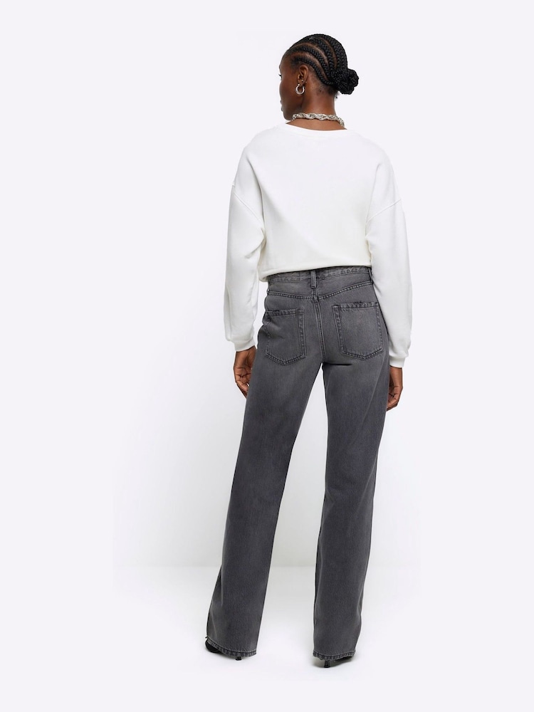 River Island Black High Rise Relaxed Straight Jeans - Image 2 of 5