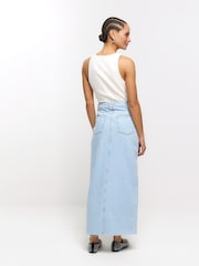 River Island Blue Split Hem Denim Maxi Skirt - Image 2 of 4
