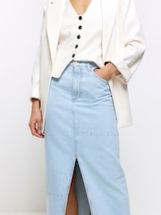 River Island Blue Split Hem Denim Maxi Skirt - Image 3 of 4