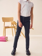 Navy Blue Regular Length School Skinny Stretch Trousers (3-18yrs) - Image 1 of 8