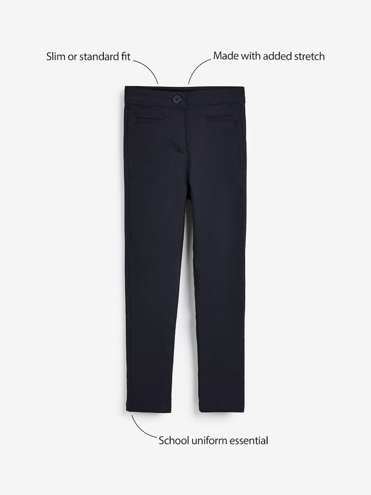 Navy Blue Regular Length School Skinny Stretch Trousers (3-18yrs) - Image 8 of 8