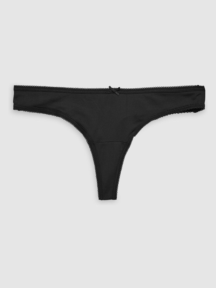 Black Thong Microfibre Knickers 5 Pack - Image 5 of 5