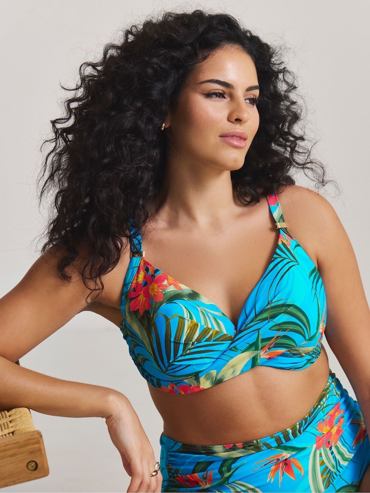 Simply Be Blue Magisculpt Twist Front Underwired Bikini Top - Image 1 of 4