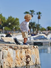 JoJo Maman Bébé White Navy Stripe Long Sleeved Breton Top - Image 4 of 7