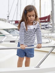 JoJo Maman Bébé White Navy Stripe Long Sleeved Breton Top - Image 7 of 7