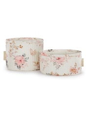 Sophie Allport Set of 2 Neutral Vintage Rose Storage Basket - Image 2 of 2