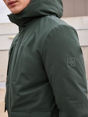 Sage Green Borg Lined Shower Resistant Hooded Parka Jacket - Image 6 of 10