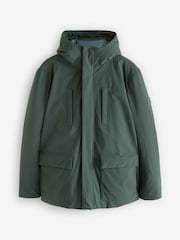 Sage Green Borg Lined Shower Resistant Hooded Parka Jacket - Image 7 of 10