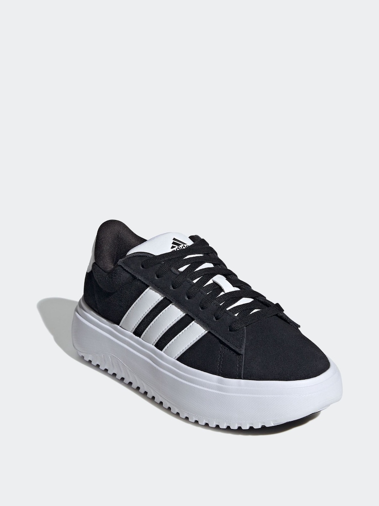 adidas Black Grand Court Platform Suede Shoes