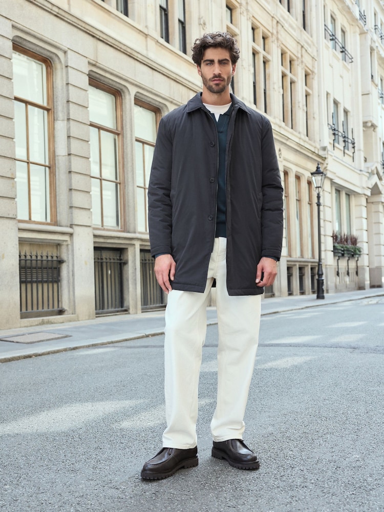 Navy Blue Shower Resistant Wadded Long Jacket - Image 2 of 13