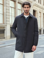 Navy Blue Shower Resistant Wadded Long Jacket - Image 3 of 13