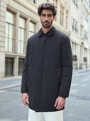 Navy Blue Shower Resistant Wadded Long Jacket - Image 4 of 13