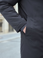 Navy Blue Shower Resistant Wadded Long Jacket - Image 8 of 13