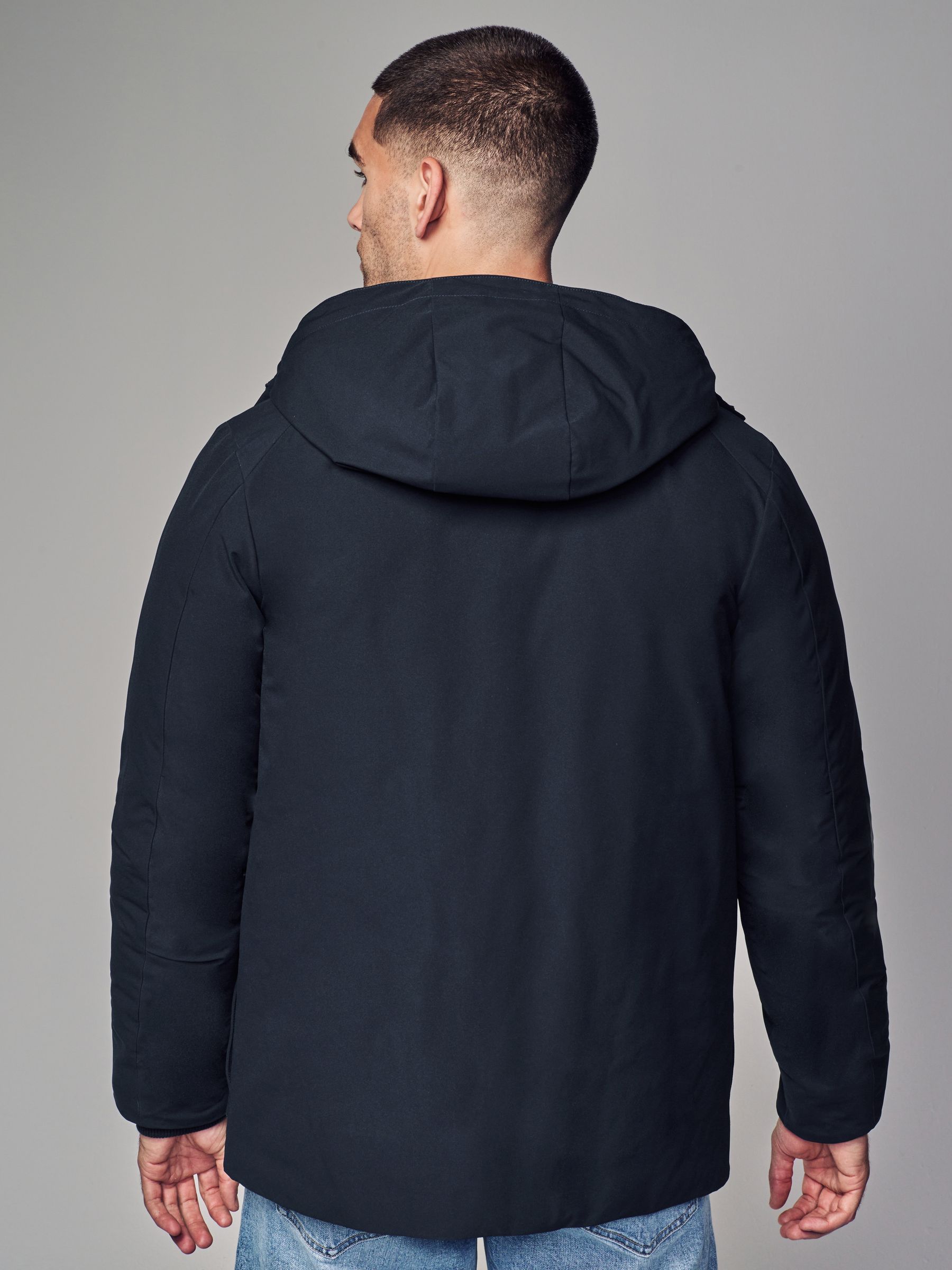 Buy Navy Blue Borg Lined Shower Resistant Hooded Parka