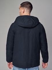 Navy Blue Borg Lined Shower Resistant Hooded Parka Jacket - Image 3 of 10