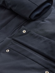 Navy Blue Borg Lined Shower Resistant Hooded Parka Jacket - Image 9 of 10