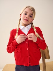 Red Cotton Rich Bow Pocket School Cardigan (3-16yrs) - Image 1 of 6