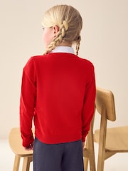 Red Cotton Rich Bow Pocket School Cardigan (3-16yrs) - Image 5 of 6