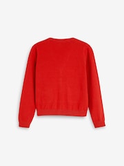 Red Cotton Rich Bow Pocket School Cardigan (3-16yrs) - Image 8 of 9