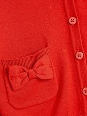 Red Cotton Rich Bow Pocket School Cardigan (3-16yrs) - Image 9 of 9