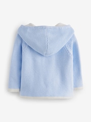 Rock-A-Bye Baby Boutique Blue 100% Cotton Knitted Hooded Jacket - Image 2 of 3