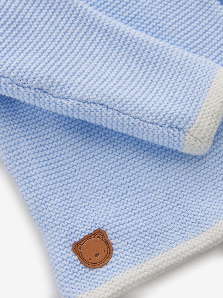 Rock-A-Bye Baby Boutique Blue 100% Cotton Knitted Hooded Jacket - Image 3 of 3