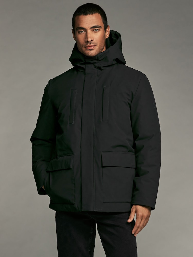Black Borg Lined Shower Resistant Hooded Parka Jacket - Image 1 of 12